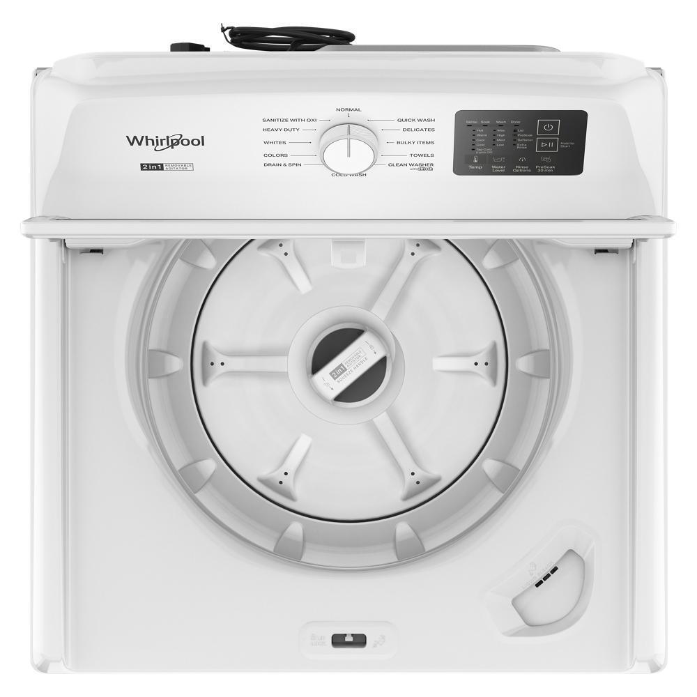 4.2-4.3 Cu. Ft. Whirlpool® Top Load Washer with 2-in-1 Removable Agitator and Soft Close Glass Lid