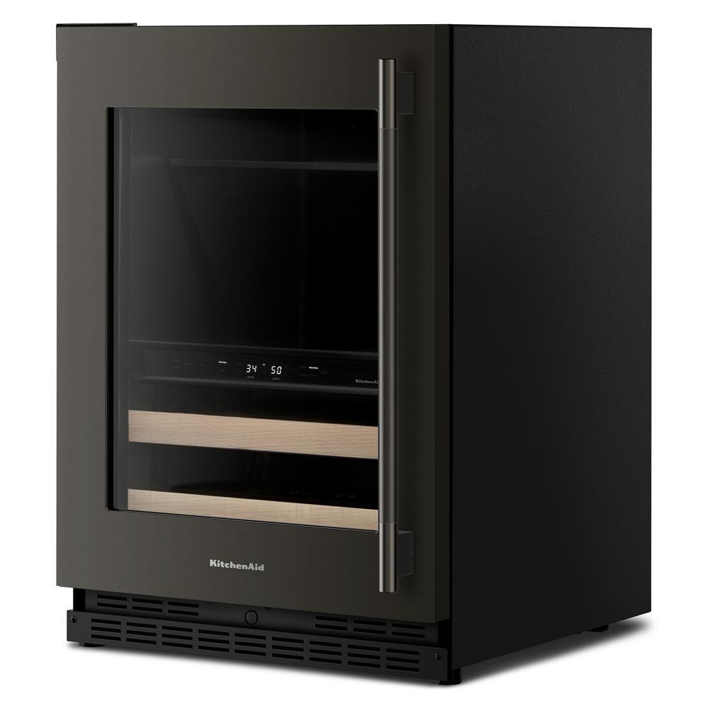 24" Beverage Center with Glass Door and Wood-Front Racks