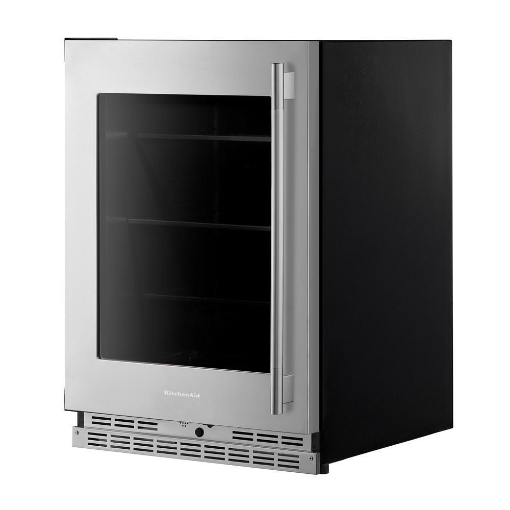 24" Undercounter Refrigerator with Glass Door and Shelves with Metallic Accents