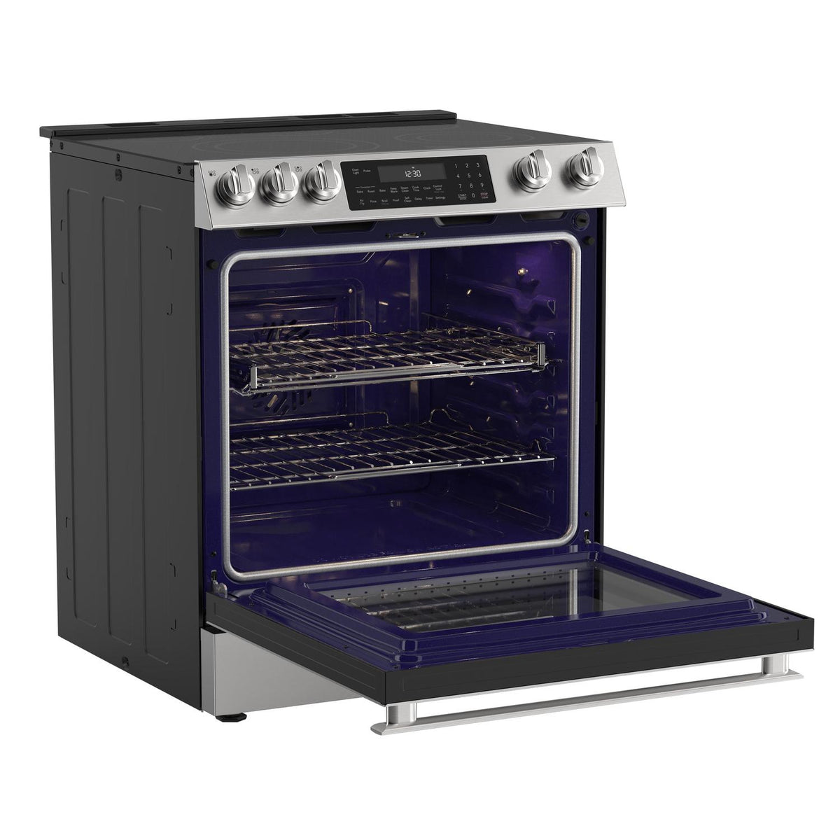 30 in. 5 Burner 6.3 cu. ft. Slide-in Electric Range with True European Convection