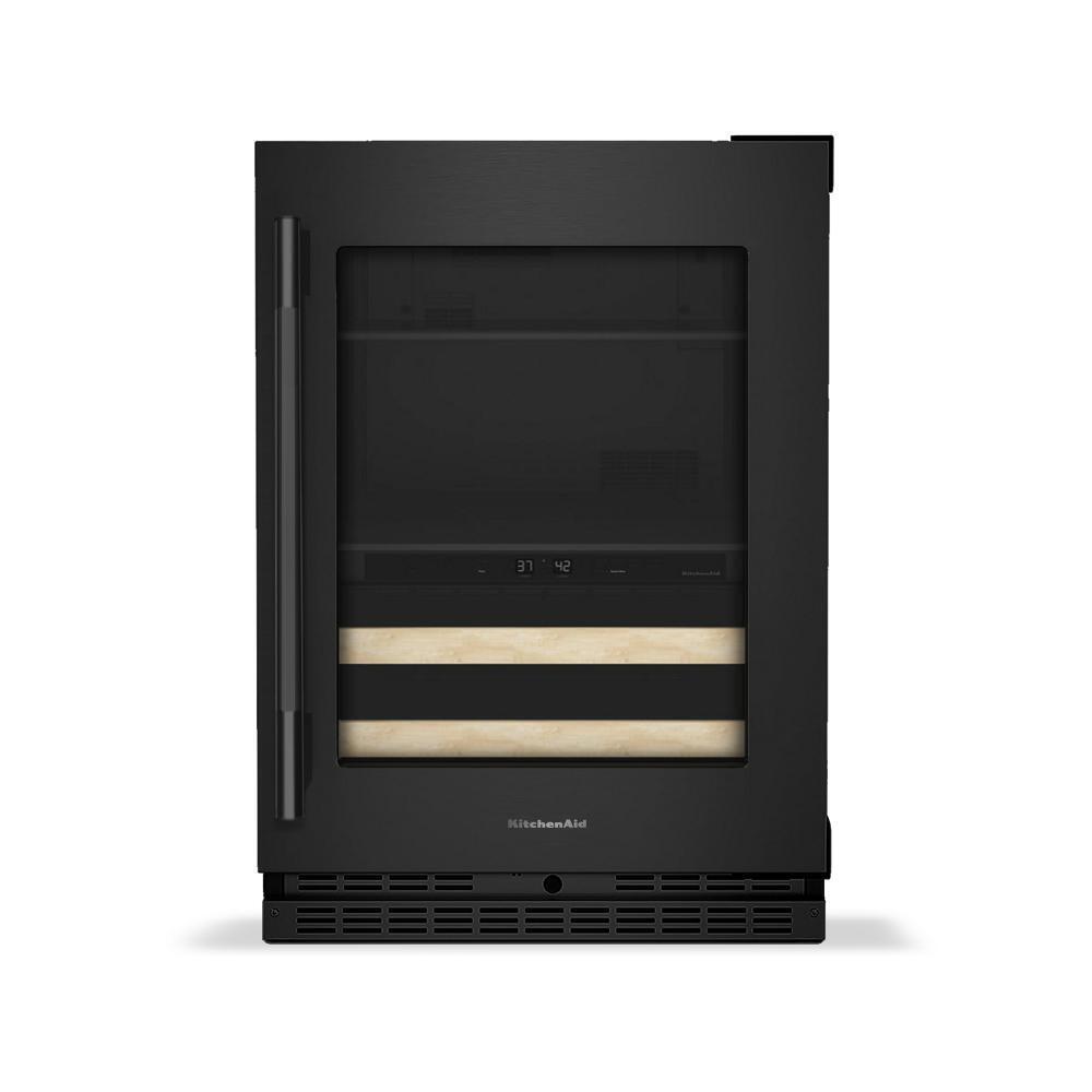 24" Beverage Center with Glass Door and Wood-Front Racks