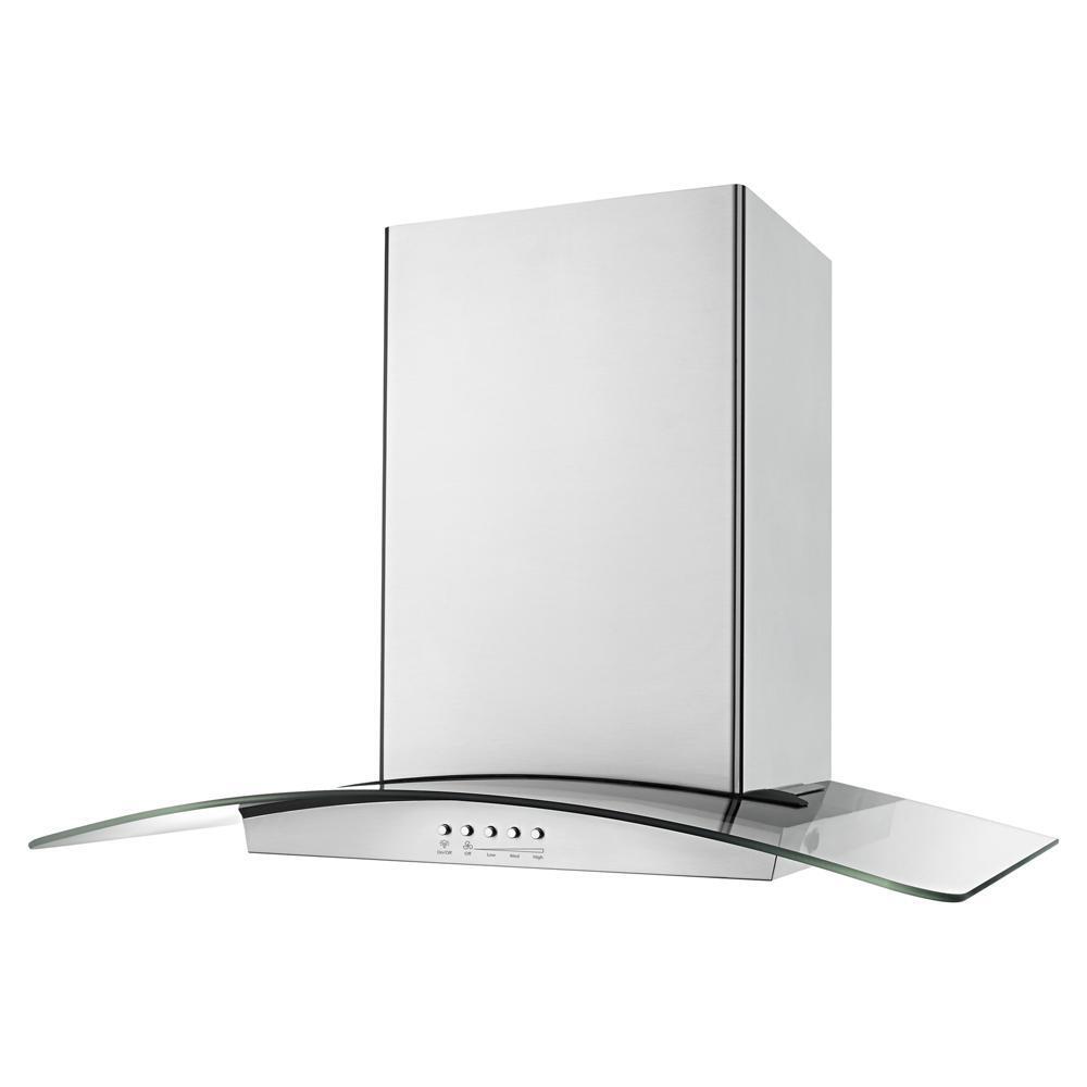 36" Modern Glass Island Mount Range Hood
