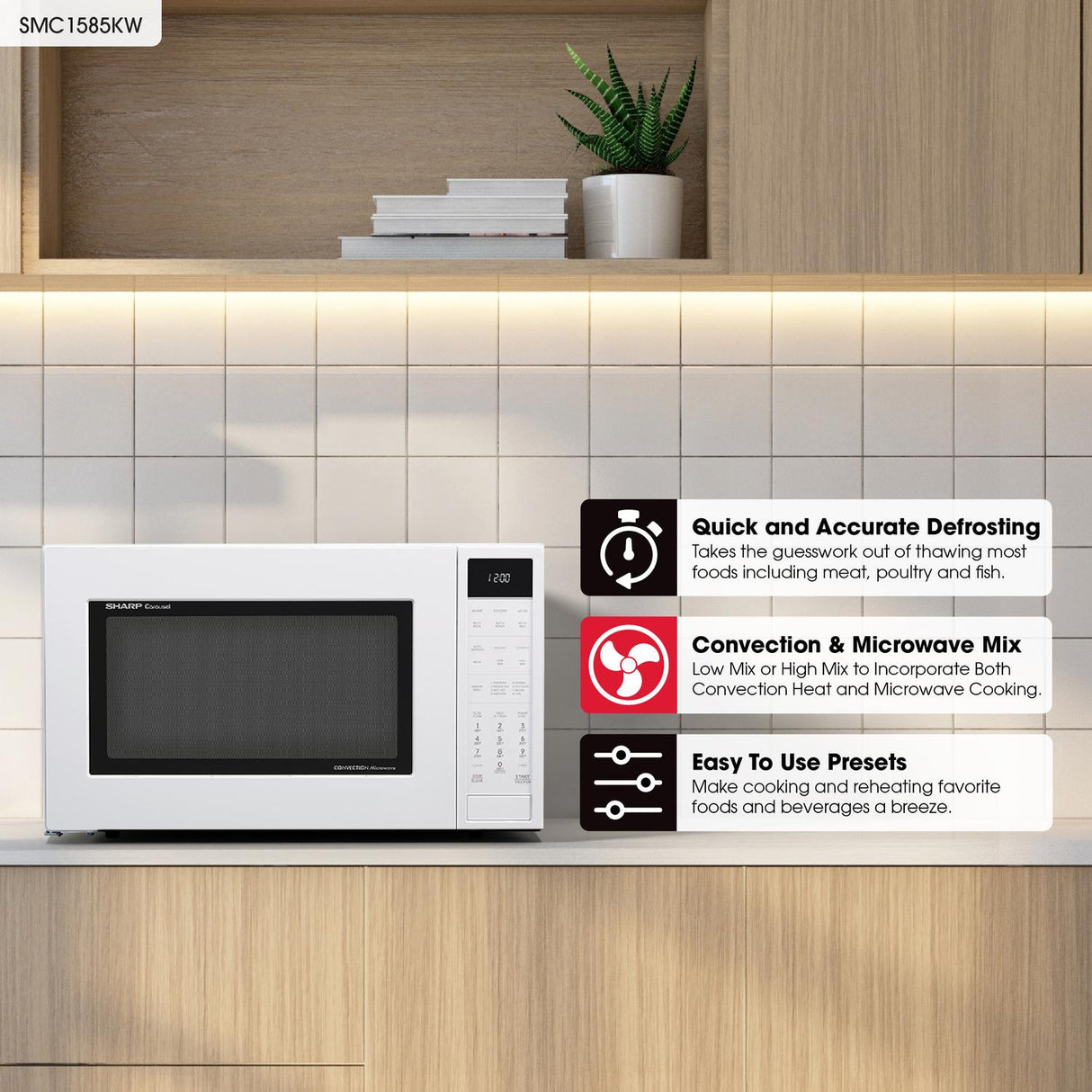 Sharp 1.5 cu. ft. 900W White Convection Countertop Microwave Oven