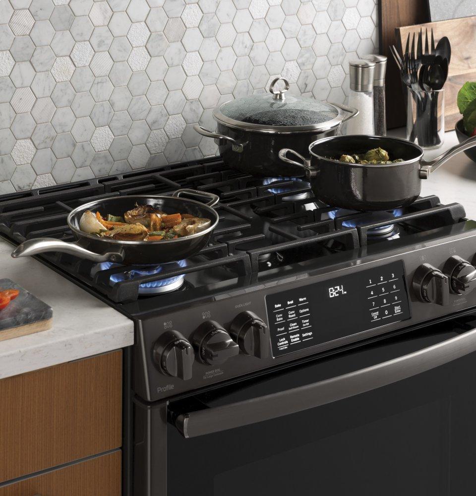 GE Profile™ 30" Smart Slide-In Front-Control Gas Double Oven Convection Range