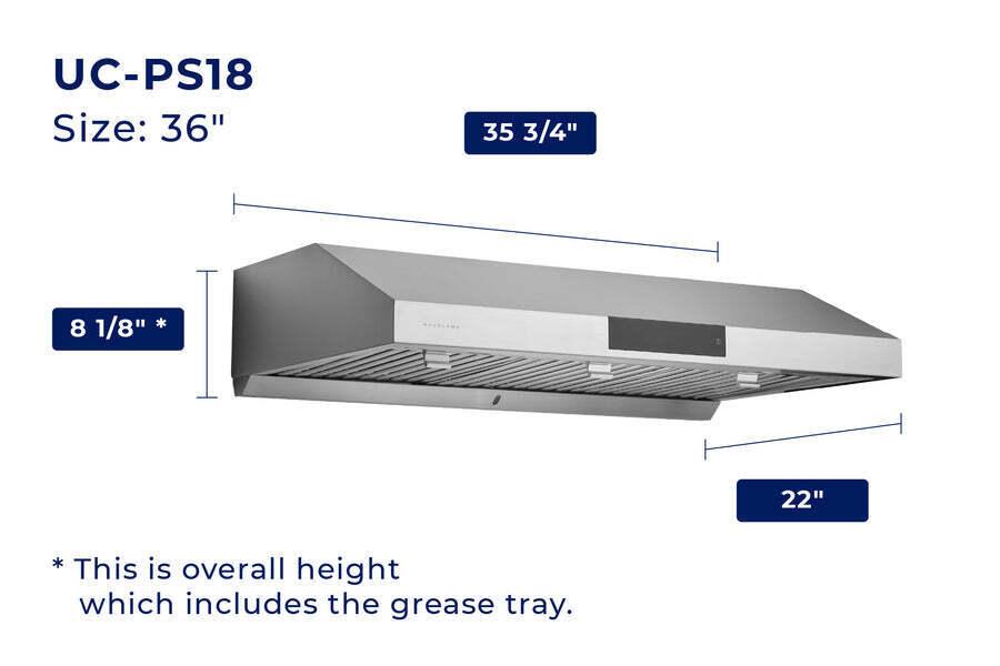 Hauslane Chef 36-in Ducted Stainless Steel Undercabinet Range Hood