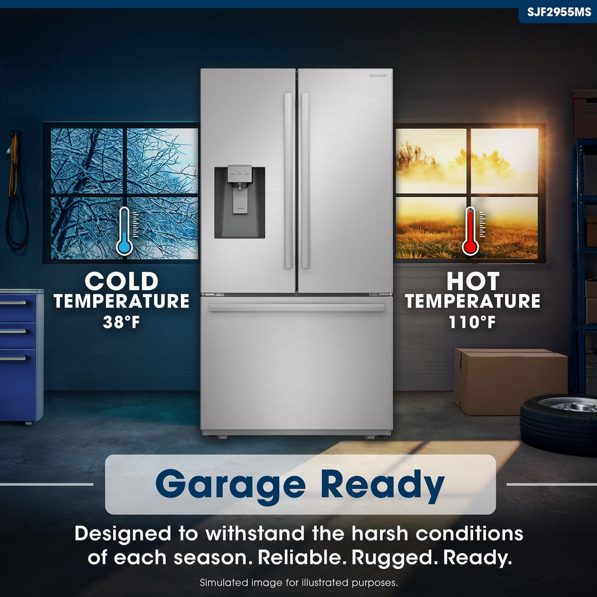 28.9 cu.ft. Standard Depth 36 in. French 3-Door Refrigerator with Water Dispenser in Stainless Steel
