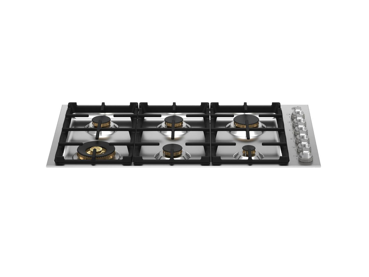 36 Drop-in Gas Cooktop 6 brass burners Stainless Steel