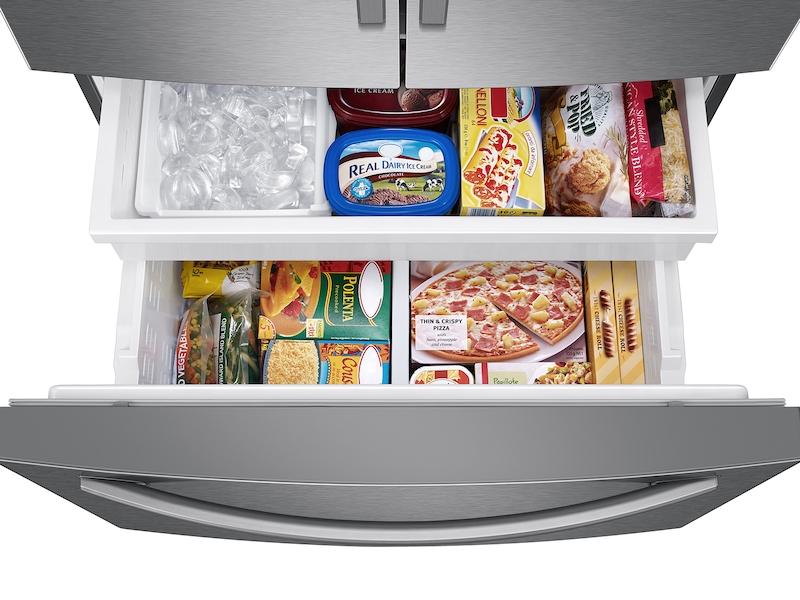 28 cu. ft. Large Capacity 3-Door French Door Refrigerator with Internal Water Dispenser in Stainless Steel