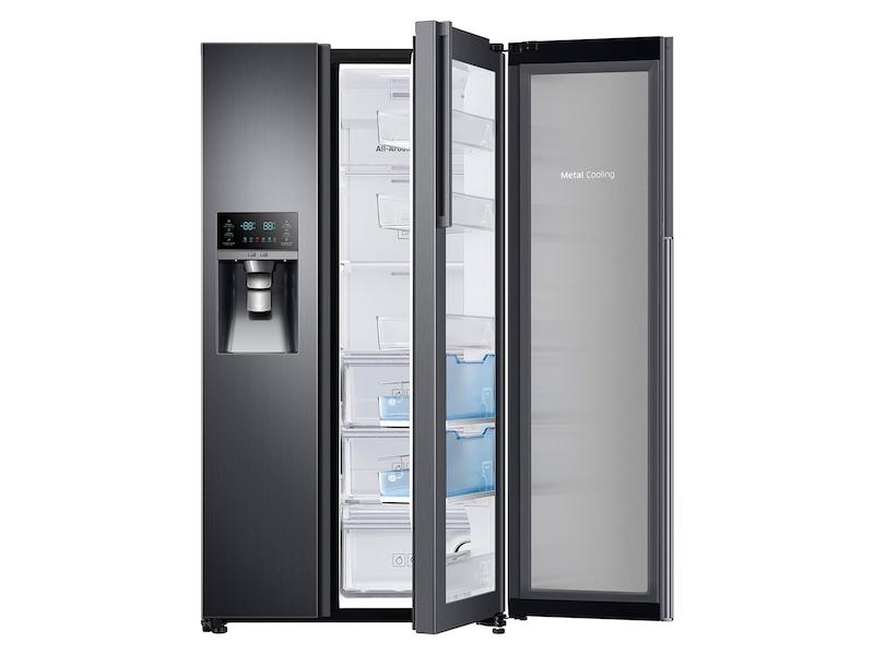 22 cu. ft. Food Showcase Counter Depth Side-by-Side Refrigerator with Metal Cooling in Black Stainless Steel