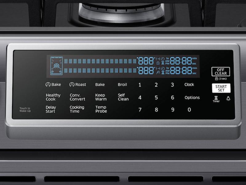 5.8 cu. ft. Slide-In Gas Range with True Convection in Black Stainless Steel