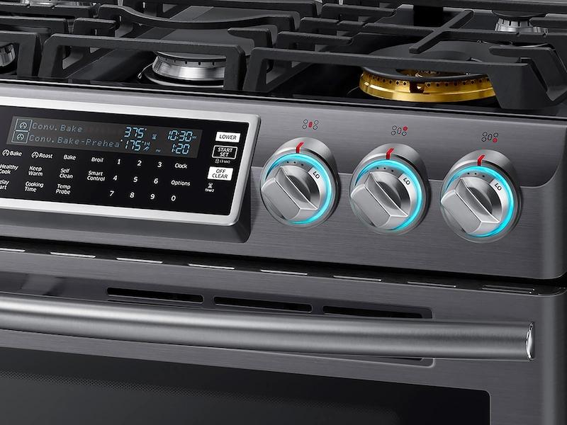 5.8 cu. ft. Slide-In Gas Range with Flex Duo™ & Dual Door in Black Stainless Steel