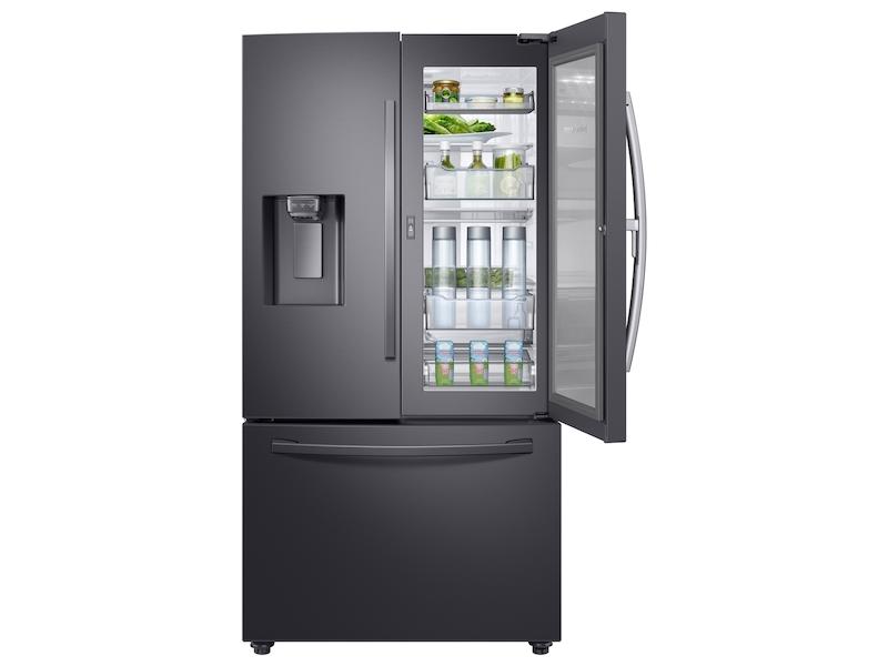 28 cu. ft. 3-Door French Door, Full Depth Refrigerator with Food Showcase in Black Stainless Steel