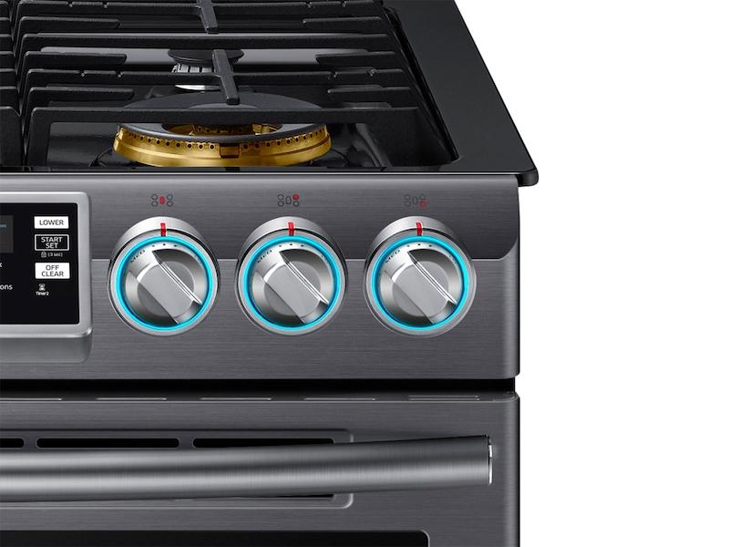 5.8 cu. ft. Slide-In Gas Range with Flex Duo™ & Dual Door in Black Stainless Steel