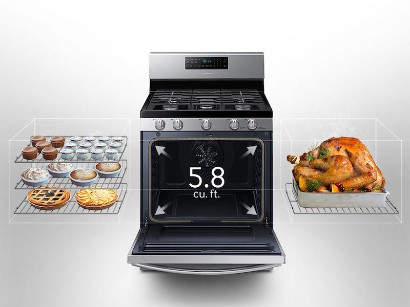 5.8 cu. ft. Freestanding Gas Range with Convection in Stainless Steel