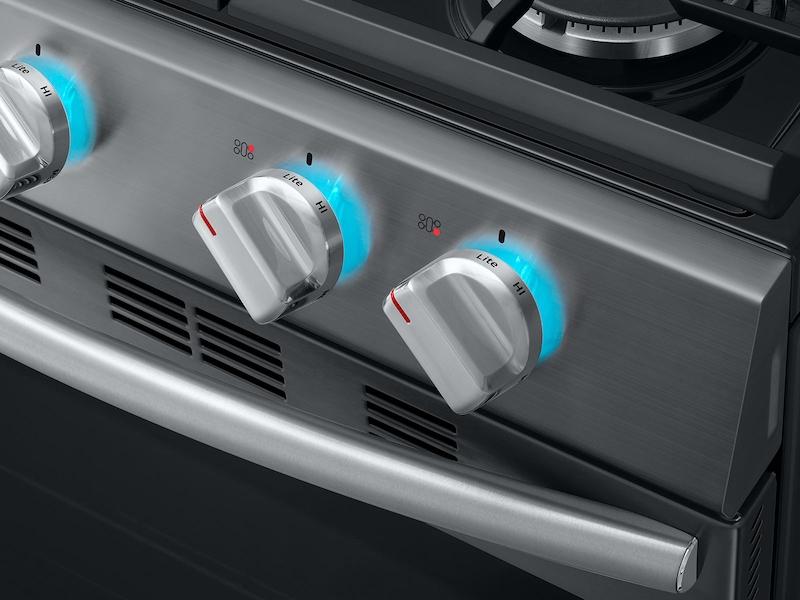 5.8 cu. ft. Freestanding Gas Range with True Convection and Steam Reheat in Black Stainless Steel