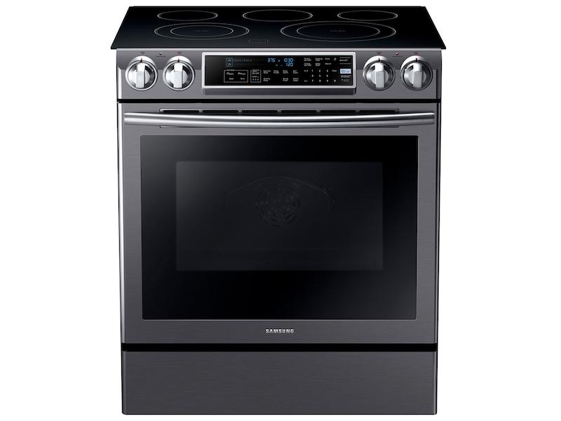 5.8 cu. ft. Slide-in Electric Range with Dual Convection in Black Stainless Steel