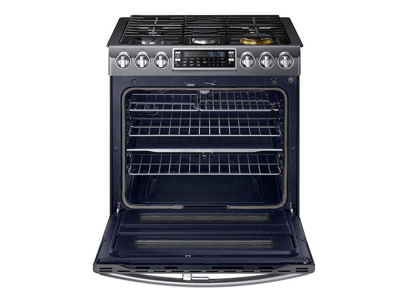 5.8 cu. ft. Slide-In Gas Range with Flex Duo™ & Dual Door in Black Stainless Steel