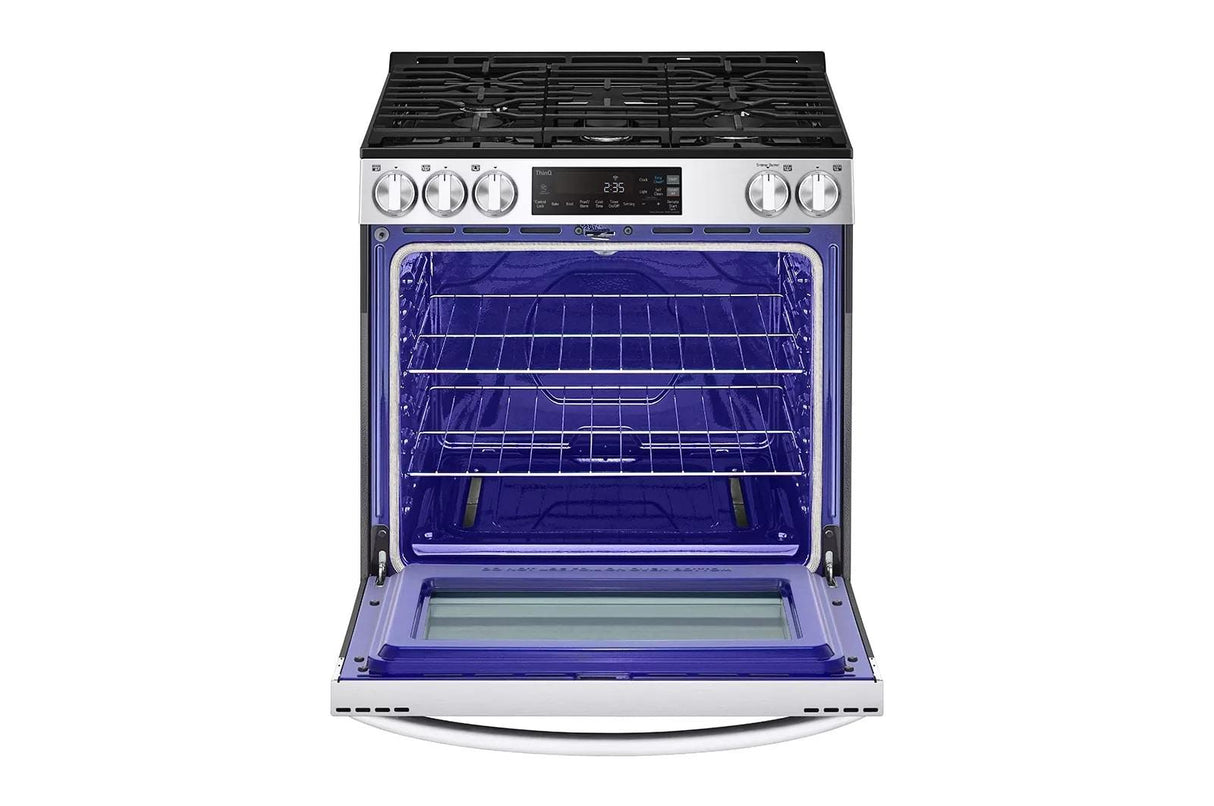 5.8 cu.ft. Gas Single OvenSlide-in Range, EasyClean® plus Self Clean, ThinQ™, Printproof™ StainlessSteel