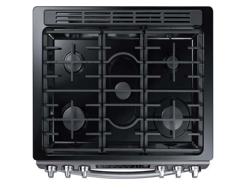 5.8 cu. ft. Slide-in Gas Range with Convection in Black Stainless Steel