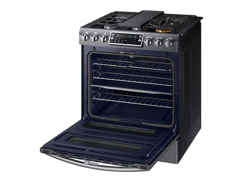 5.8 cu. ft. Slide-In Gas Range with Flex Duo™ & Dual Door in Black Stainless Steel