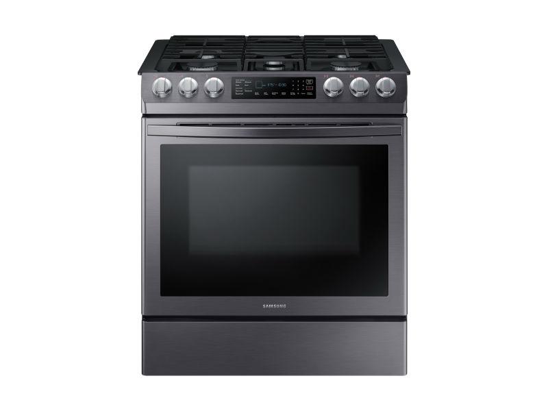 5.8 cu. ft. Slide-in Gas Range with Convection in Black Stainless Steel