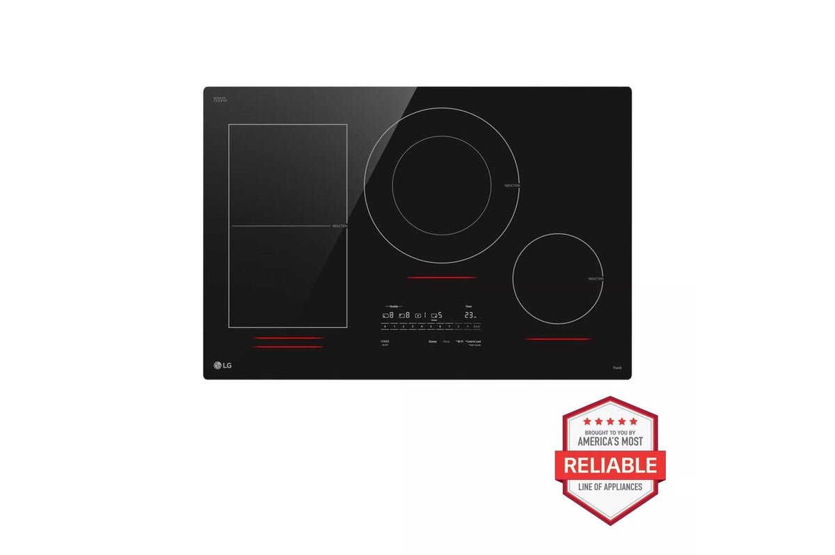 30" Induction Cooktop, 4 Elements, White Backlit, Red Bar, Bridge, ThinQ®