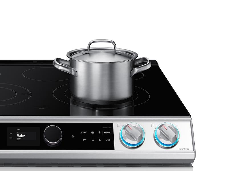 Bespoke Smart Slide-in Electric Range 6.3 cu. ft. with Smart Dial & Air Fry in White Glass