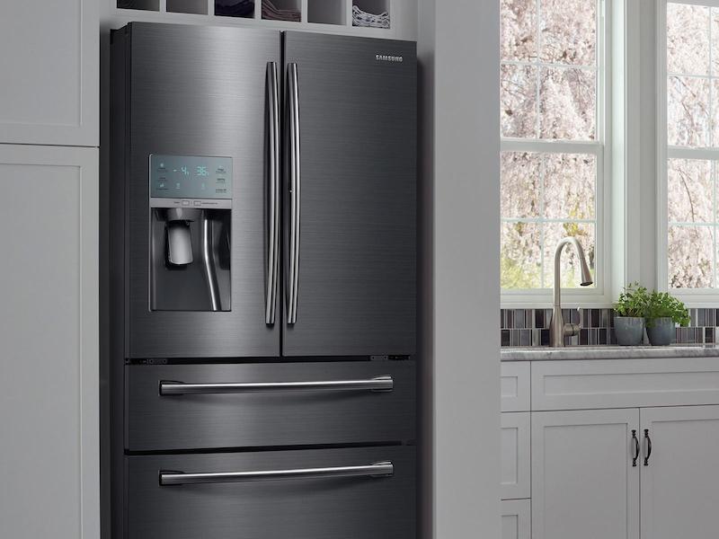 22 cu. ft. Food Showcase Counter Depth 4-Door French Door Refrigerator in Black Stainless Steel