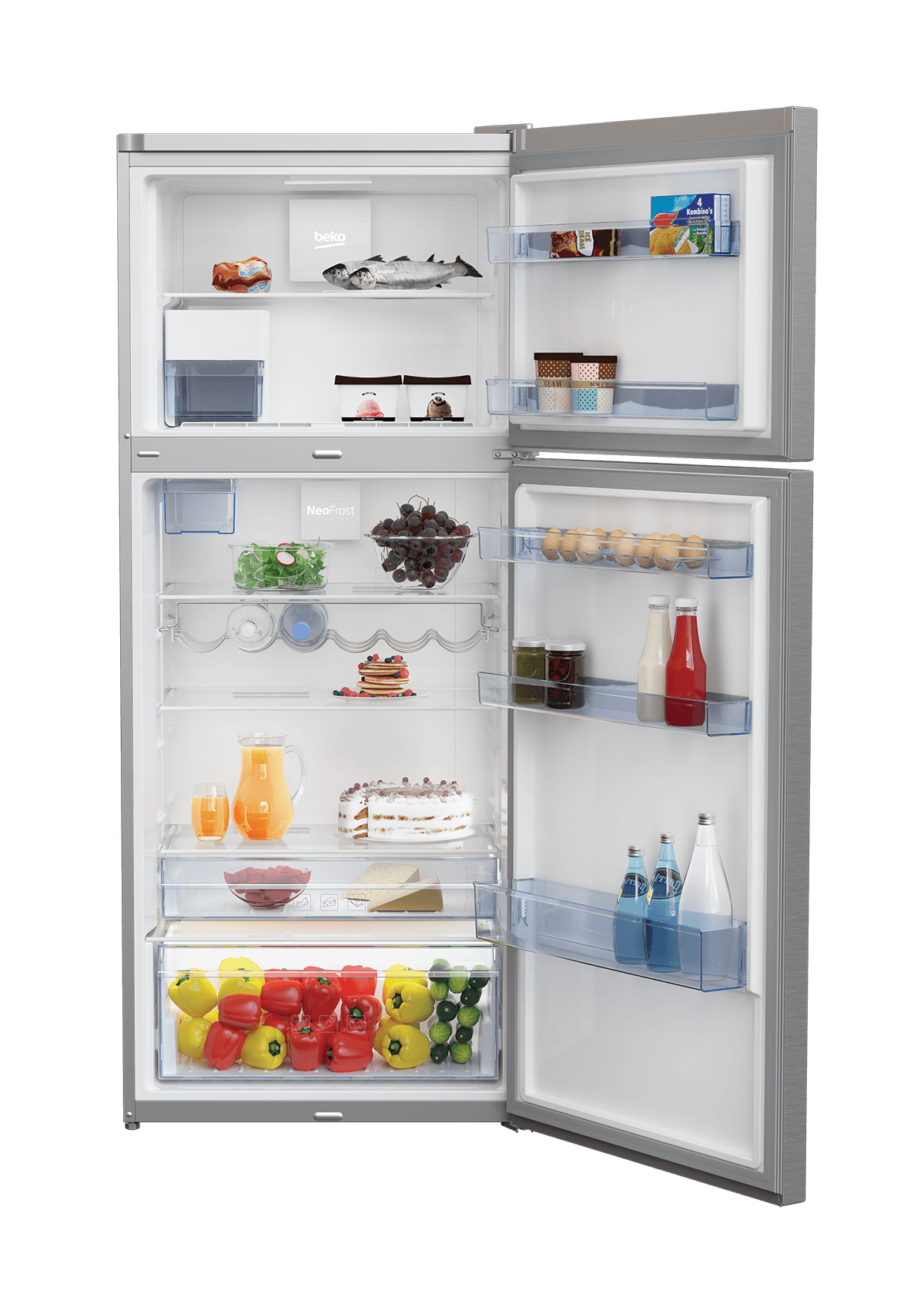 28" Freezer Top Stainless Steel Refrigerator with Auto Ice Maker