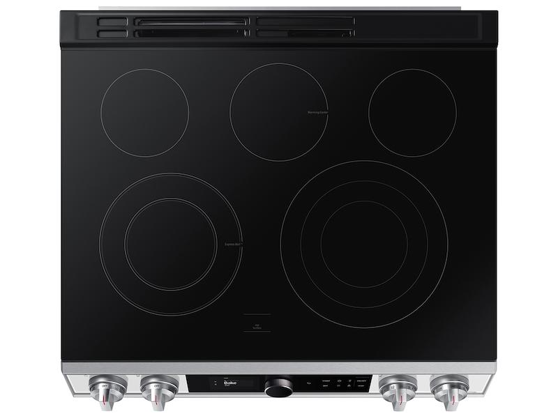 Bespoke Smart Slide-in Electric Range 6.3 cu. ft. with Smart Dial & Air Fry in White Glass