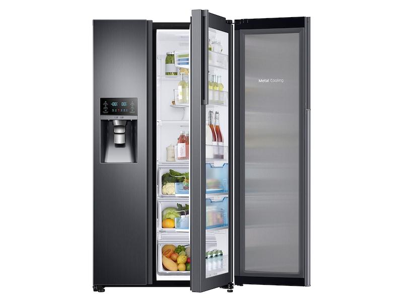 22 cu. ft. Food Showcase Counter Depth Side-by-Side Refrigerator with Metal Cooling in Black Stainless Steel