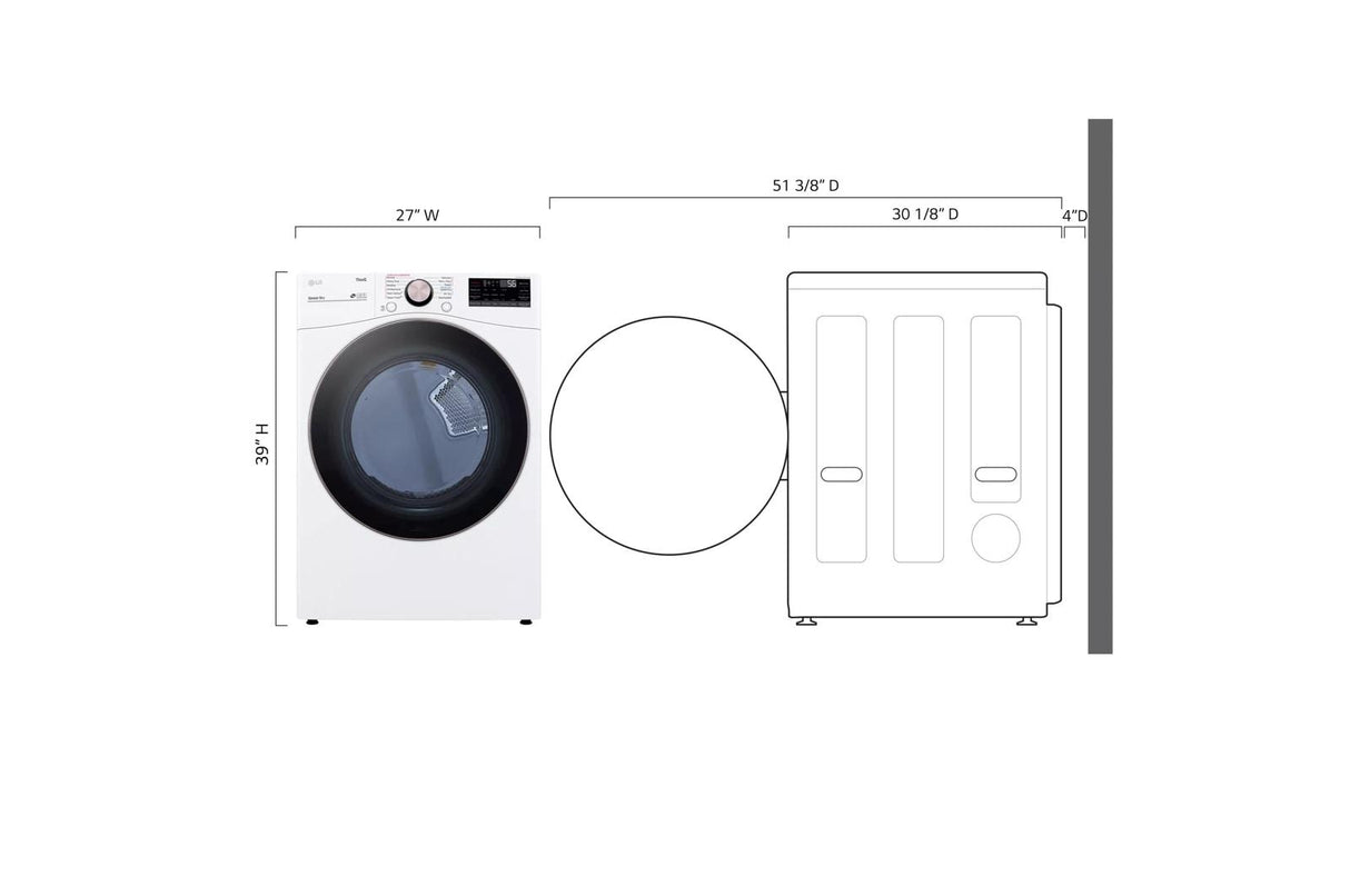 7.4 cu. ft. Large Capacity Front Load Electric Dryer - White