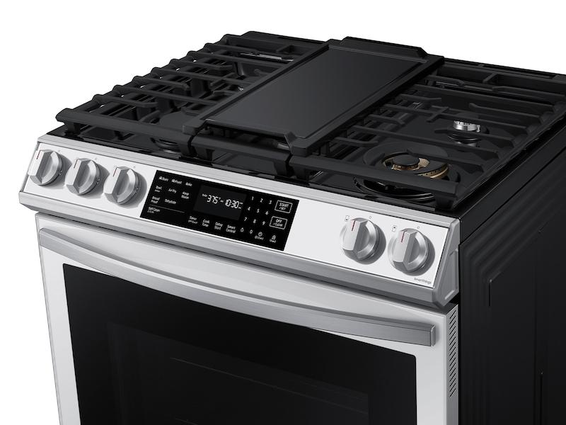 Bespoke 6.0 cu. ft. Smart Front Control Slide-In Gas Range with Air Fry & Wi-Fi in White Glass