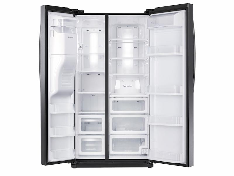 25 cu. ft. Side-by-Side Refrigerator with In-Door Ice Maker in Black Stainless Steel