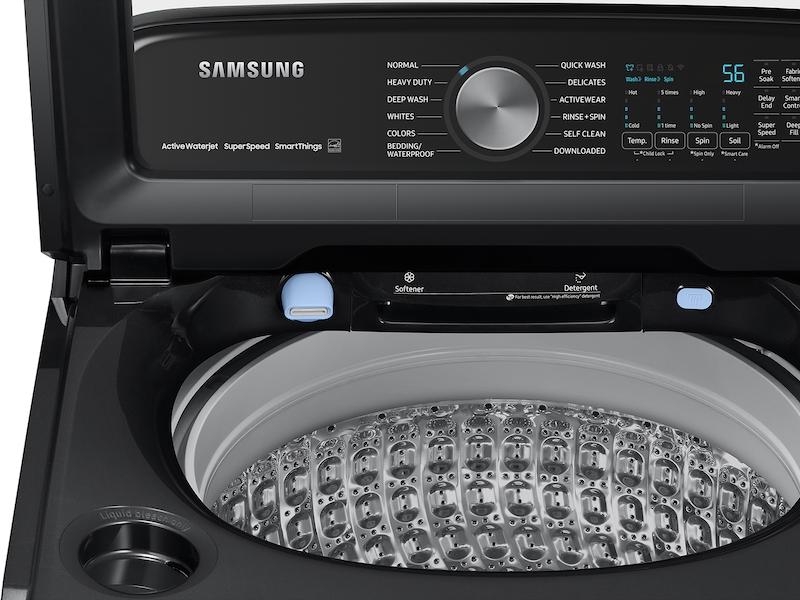 5.2 cu. ft. Large Capacity Smart Top Load Washer with Super Speed Wash in Brushed Black