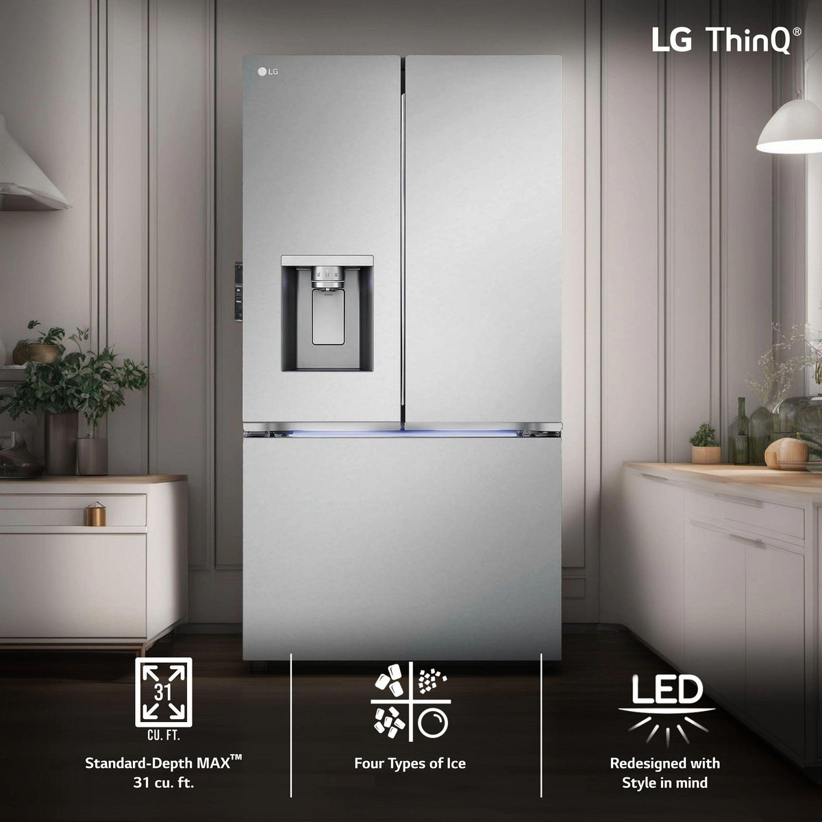 31 cu. ft. Smart Standard-Depth MAX™ French Door Refrigerator with Four Types of Ice