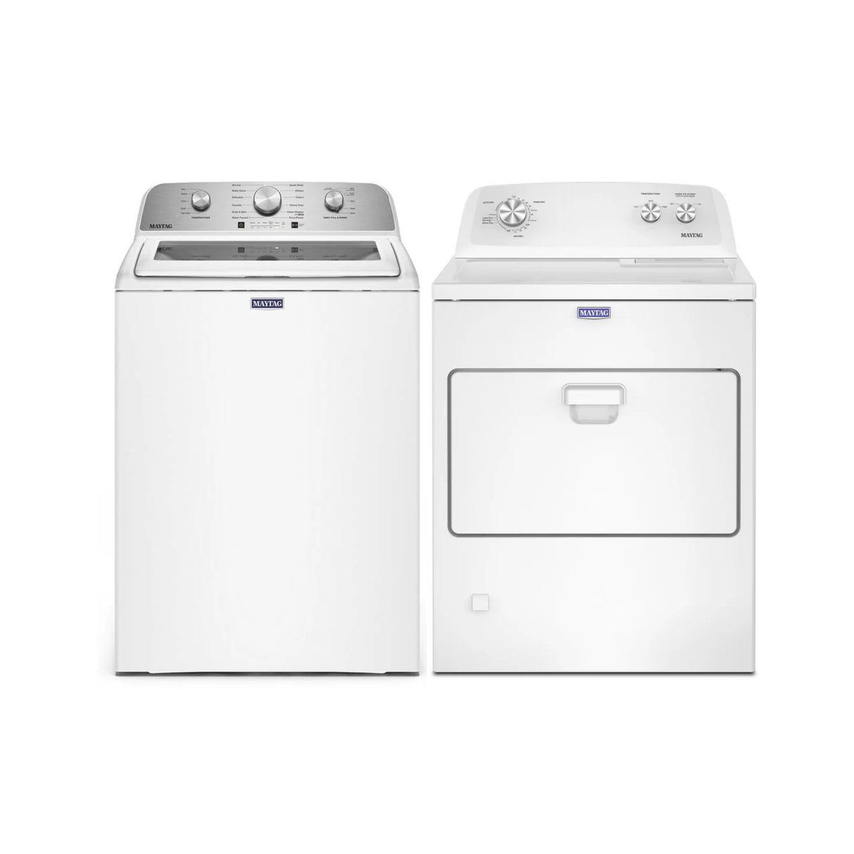 Maytag Top Load Washer & Gas Dryer Set with Wrinkle Prevent – 4.7 Cu. Ft. Washer / 7.0 Cu. Ft. Dryer – White (MTW5205TW + MGD4005SW)