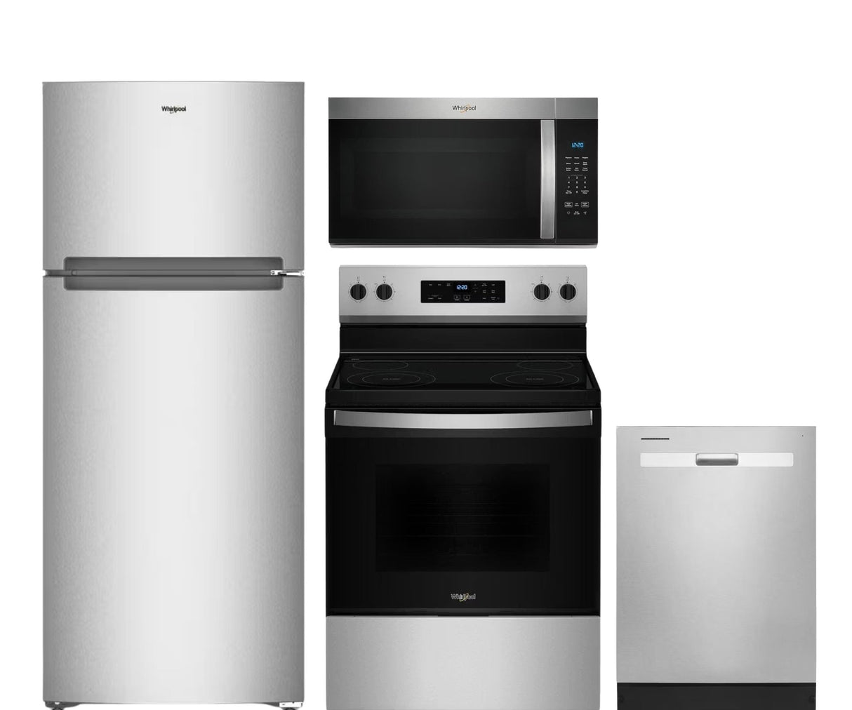 Whirlpool Kitchen 4 Piece Appliance Bundle in Stainless Steel