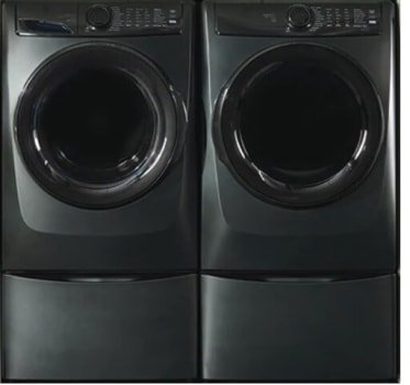 Front Load Washer & Electric Dryer Bundle with Pedestal Storage - Alpine Green