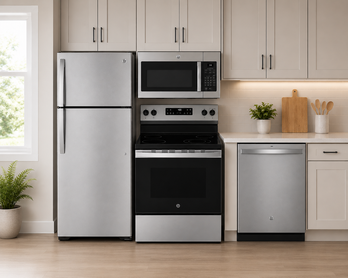 GE 4 Piece Kitchen Appliance Bundle in Stainless Steel