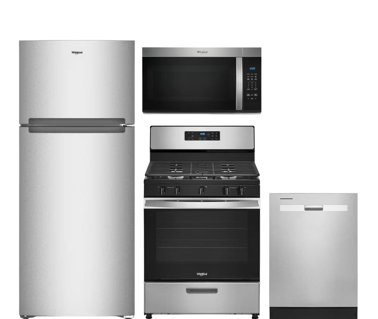 Whirlpool Kitchen 4 Piece Appliance Bundle in Stainless Steel