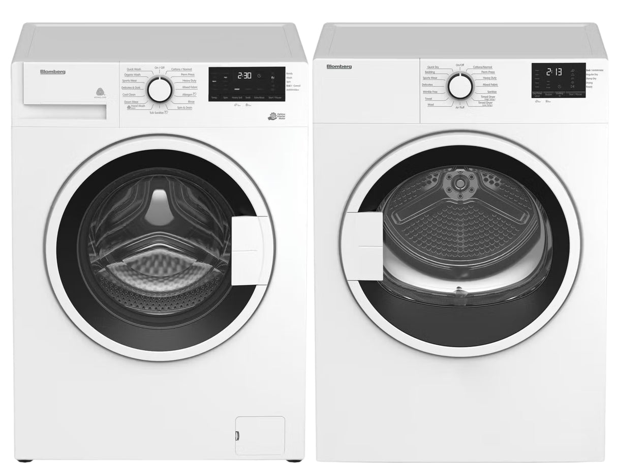 Blomberg 24" Front Load Washer & Electric Dryer Set - White, Compact Laundry Pair