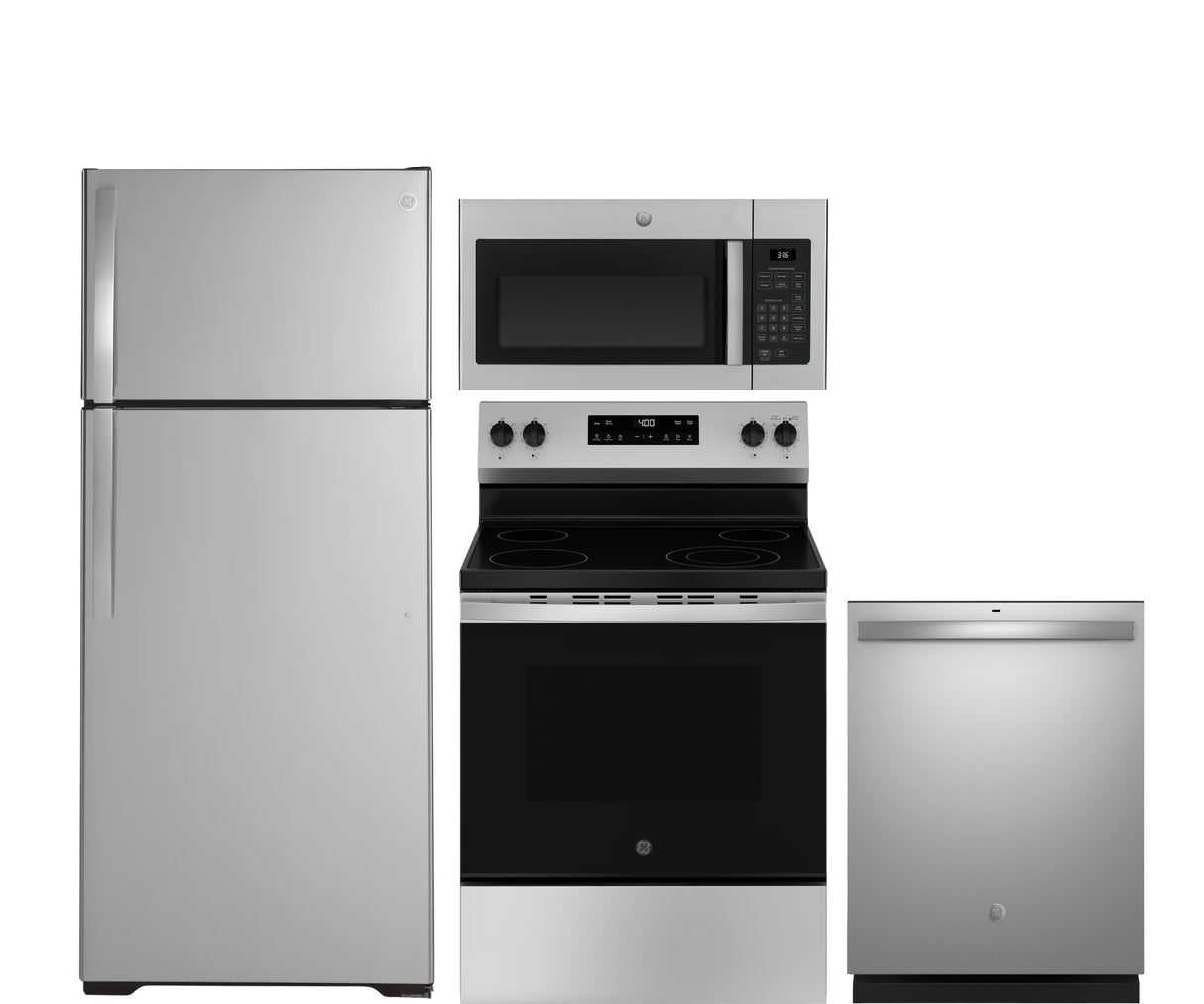 GE 4 Piece Kitchen Appliance Bundle in Stainless Steel