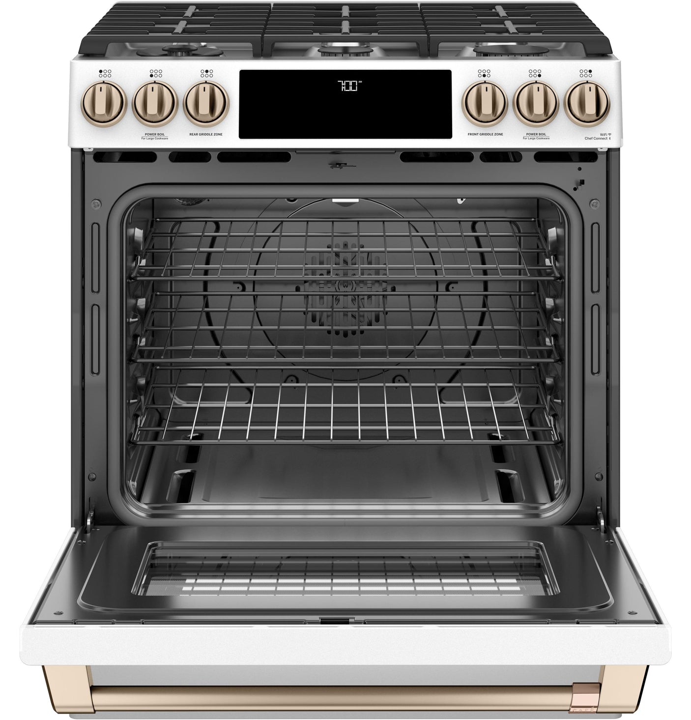 Café™ 30" Smart Slide-In, Front-Control, Gas Range with Convection Oven