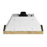 Forno Vittorio 48-Inch Wall Mount Range Hood, White with Antique Brass Trim, 600 CFM Airflow, Dishwasher-Safe Baffle Filters, Remote Control, 3-Speed Fan, Bright LED Lighting