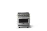30"W. Electric Range (Finish: Stainless Steel, Trim: Brushed Brass)