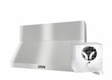 DAR 1250 Set 6 Wall-Mounted Range Hood with Extraction Mode with external XXL motor including 12" chimney cover.