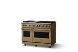 48"W. Sealed Burner Gas Range (Burner: 6g, Finish: Golden Hour, Trim: Brushed Brass, Fuel: Propane)