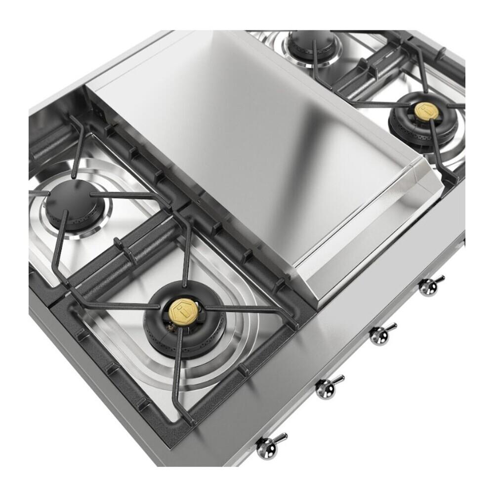 ILVE UHCP36FNSSCLP Nostalgie II 36 inch Built-In Gas Rangetop with 6 Burners and Griddle, in Stainless Steel (Liquid Propane, Chrome)