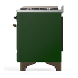 ILVE UM36FNR3EGBLP Majestic III 36 inch Dual Fuel Range with 6 Black Brass Burners and Griddle, Dual Function Burner up to 25,000 BTU (Triple Glass Door, Emerald Green, Burnished, Liquid Propane)